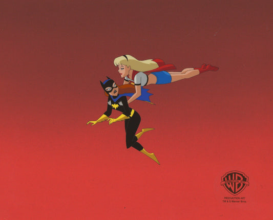 The New Batman Adventures Original Production Cel: Batgirl and Supergirl