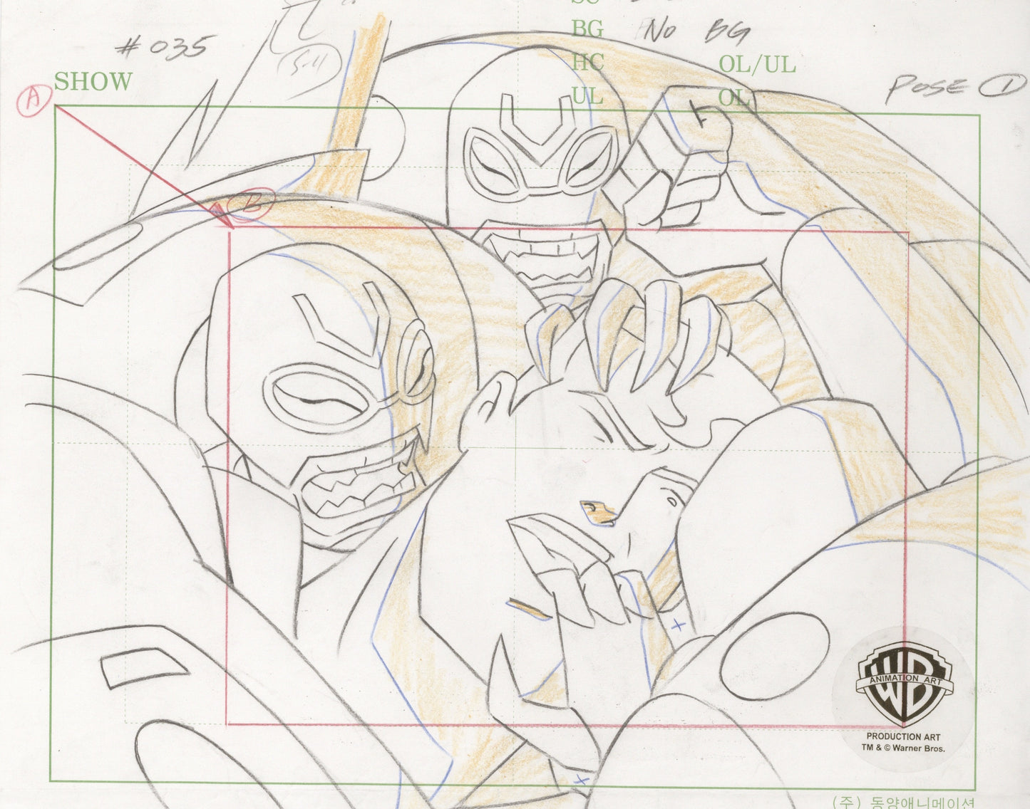 Superman The Animated Series Original Production Drawing: Superman and the Parademons