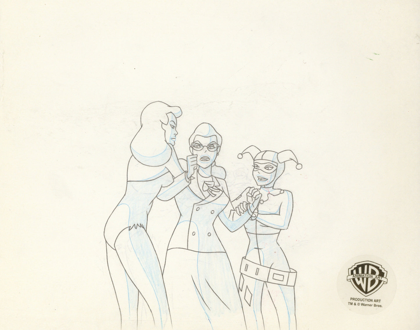 Batman The Animated Series Original Production Drawing: Poison Ivy, Harley Quinn, Janet Van Dorn