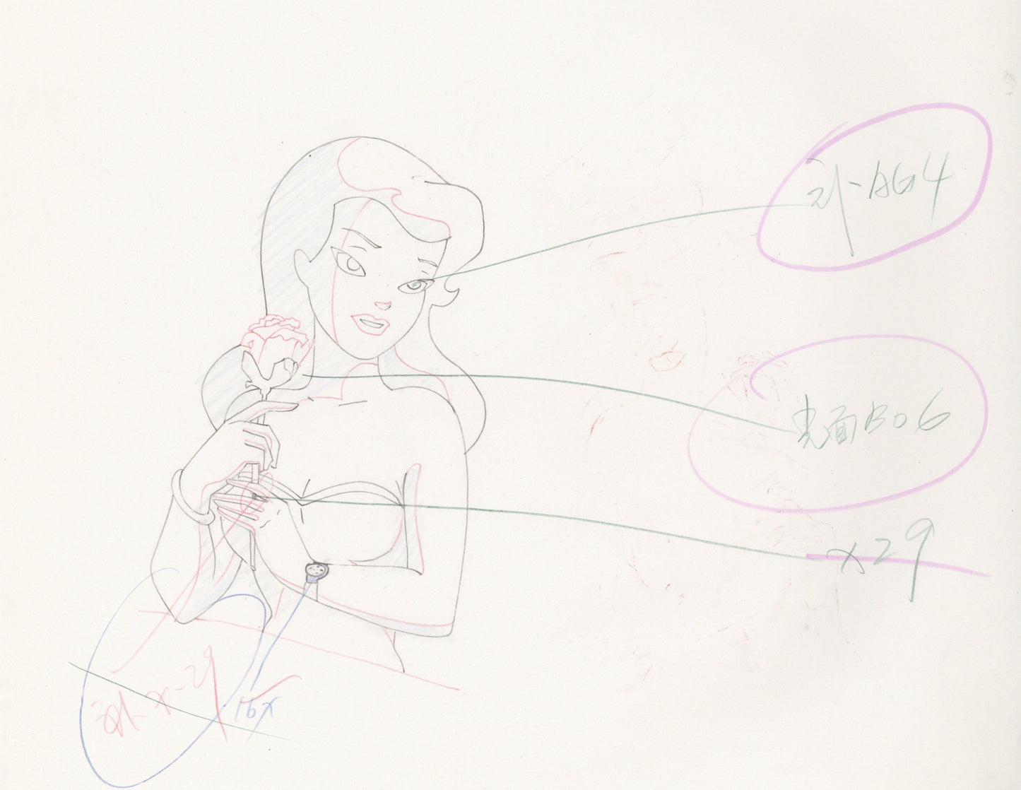 Batman The Animated Series Original Production Drawing: Poison Ivy