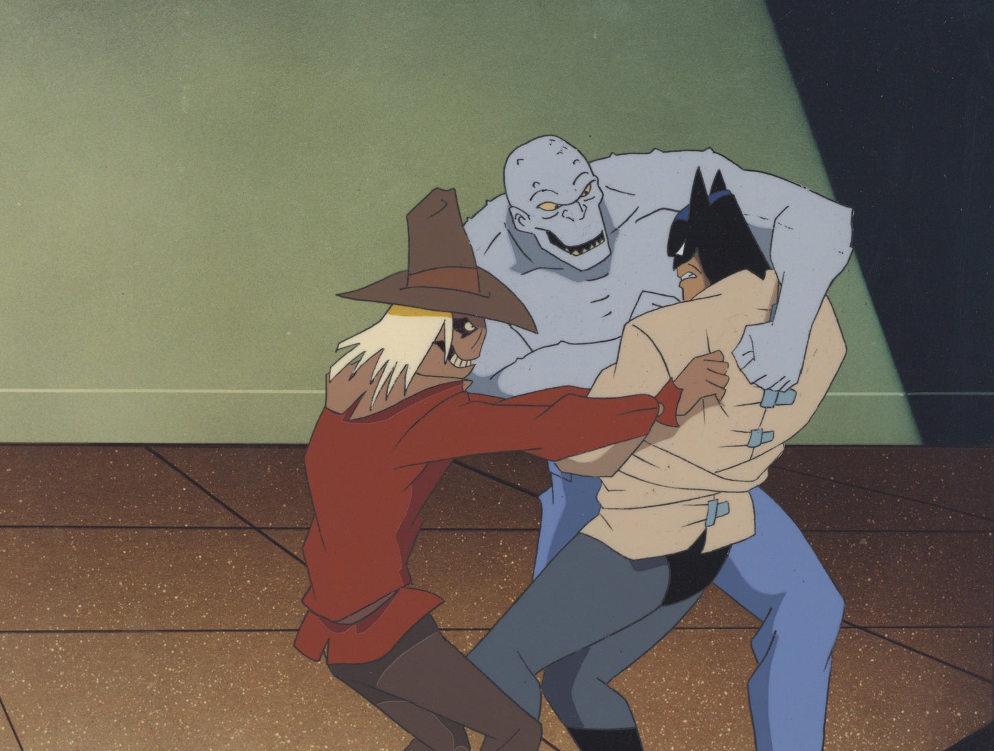 Batman The Animated Series Original Production Cel: Batman, Scarecrow, and Killer Croc