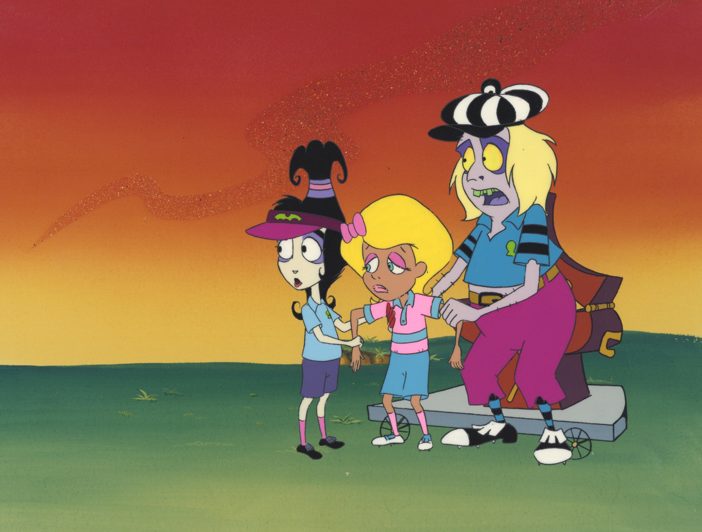 Beetlejuice The Animated Series Original Production Cel: Beetlejuice, Lydia Deetz and Claire Brewster