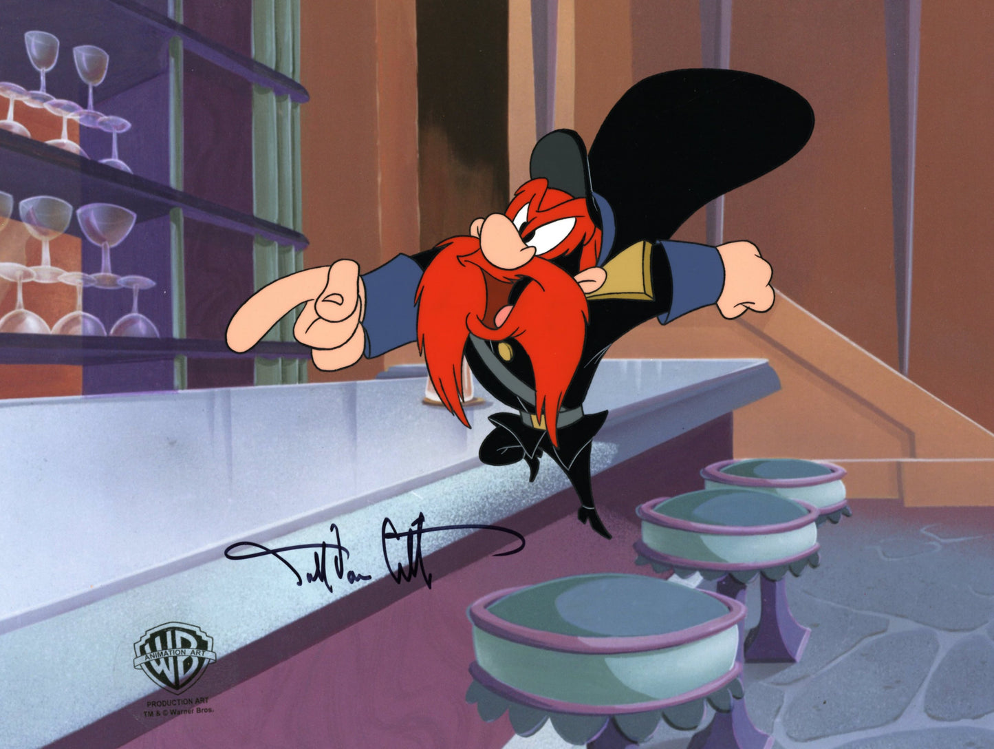 Looney Tunes Original Production Cel Signed By Darrell Van Citters: Yosemite Sam