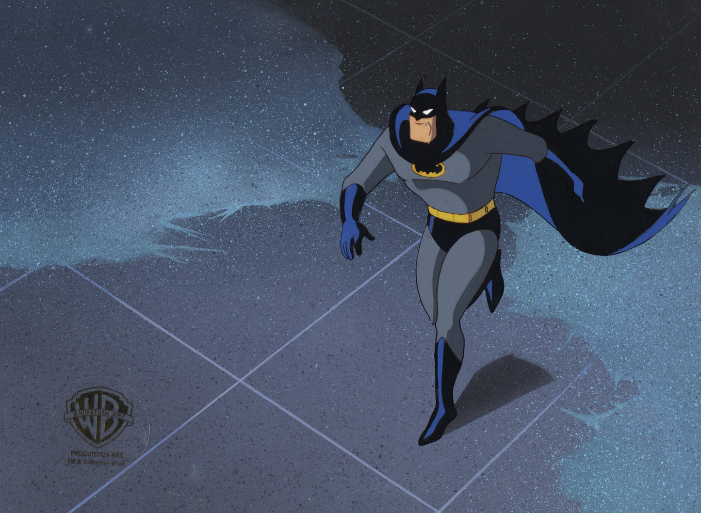 Batman The Animated Series Original Production Cel on Original Background: Batman