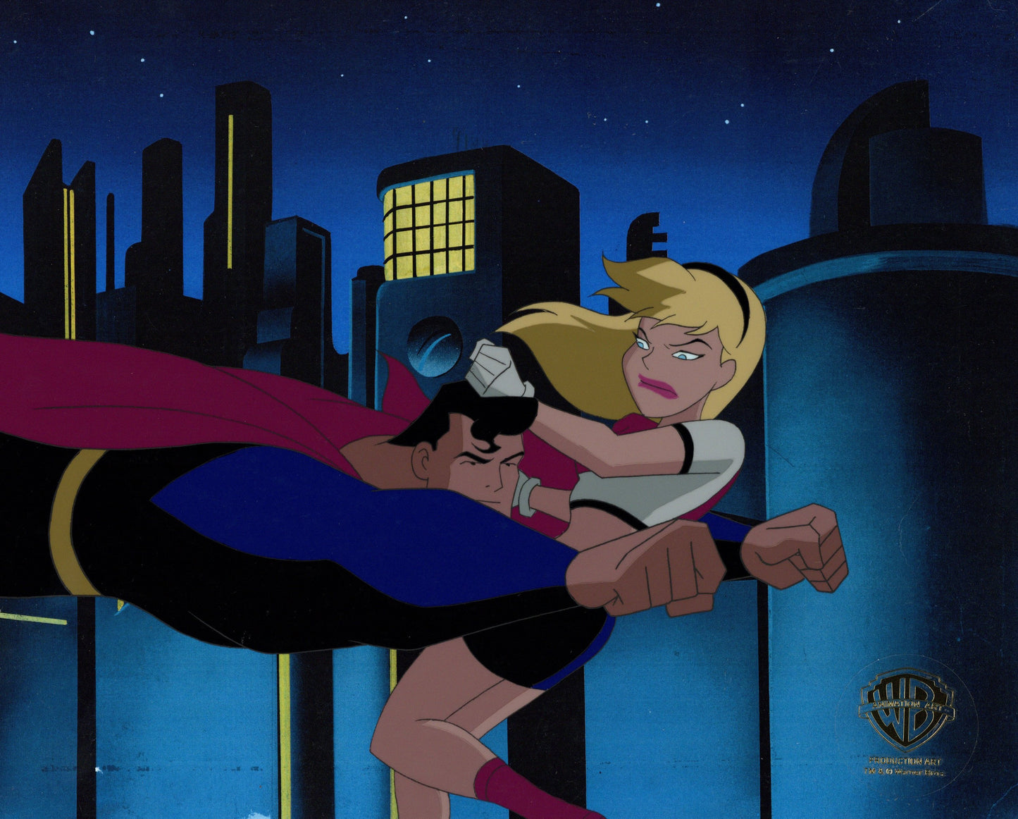 Superman The Animated Series Original Production Cel: Superman and Supergirl