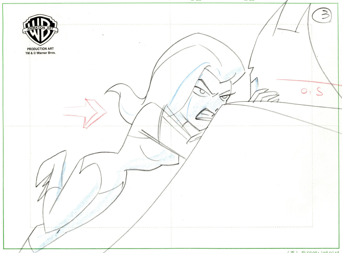 The New Batman Adventures Original Production Drawing: Poison Ivy and Batman