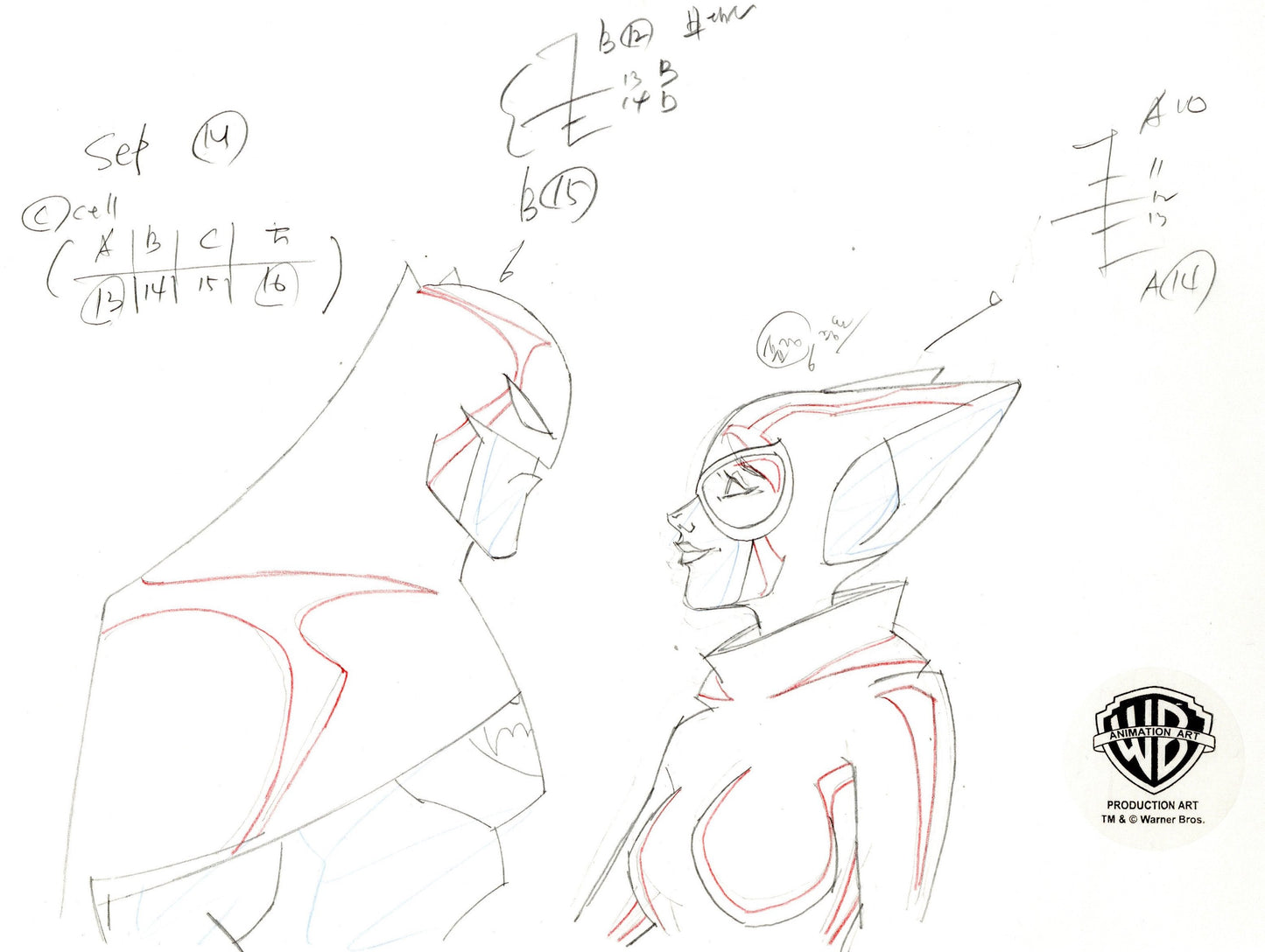 The Batman Original Production Drawing: Batman and Catwoman