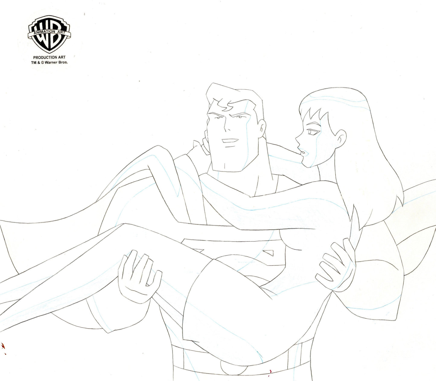 Superman the Animated Series Original Production Cel with Matching Drawing: Superman and Lana