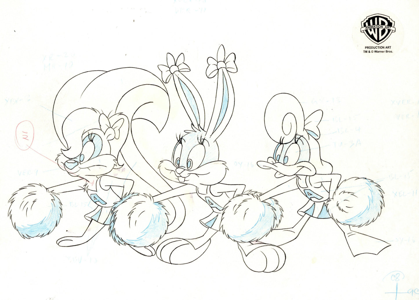 Tiny Toons Original Production Drawing: Fifi, Babs, Shirley