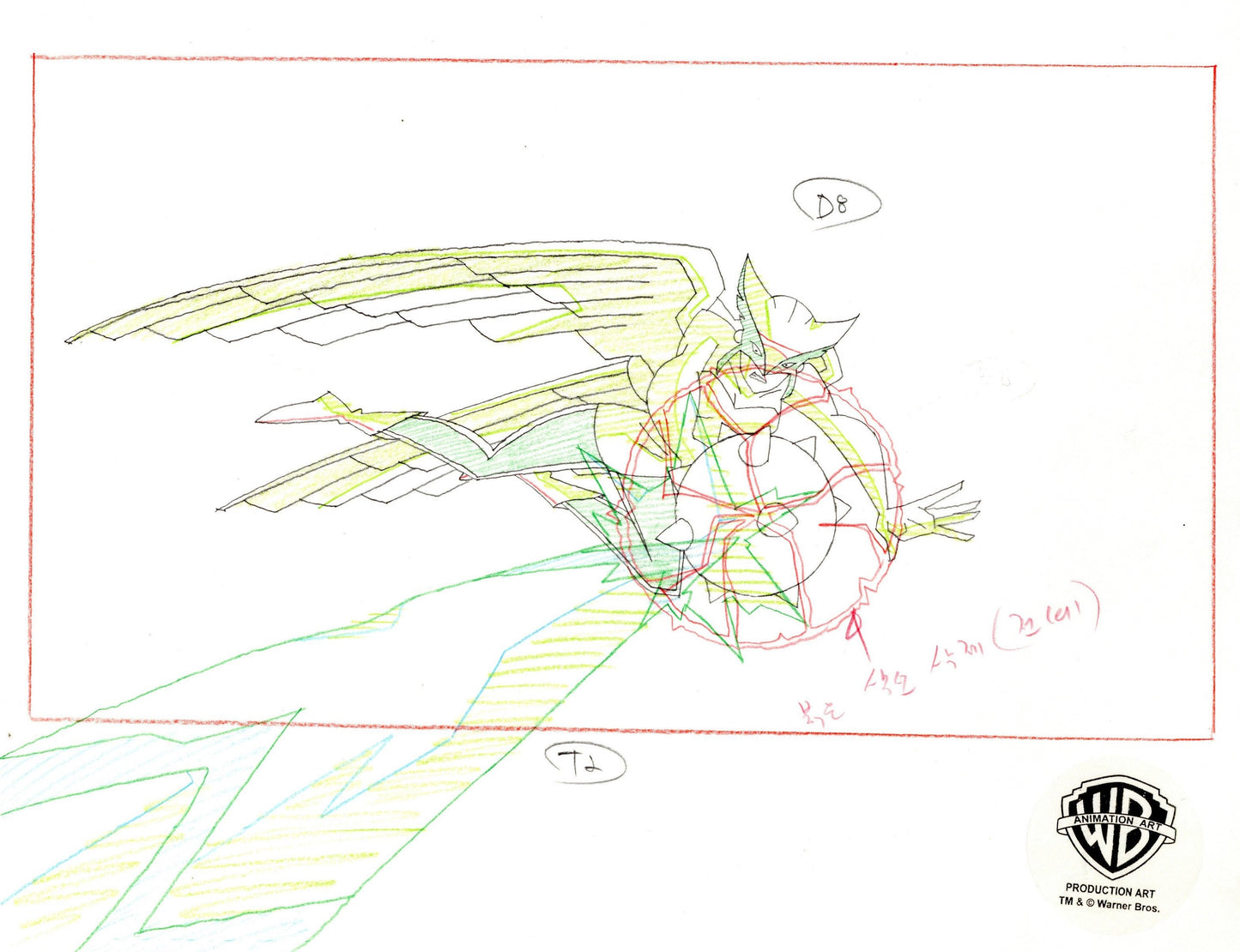 Justice League Original Production Drawing: Hawkgirl