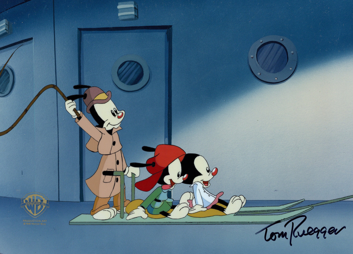 Animaniacs Original Production Cel Signed By Tom Ruegger: Yakko, Wakko, and Dot