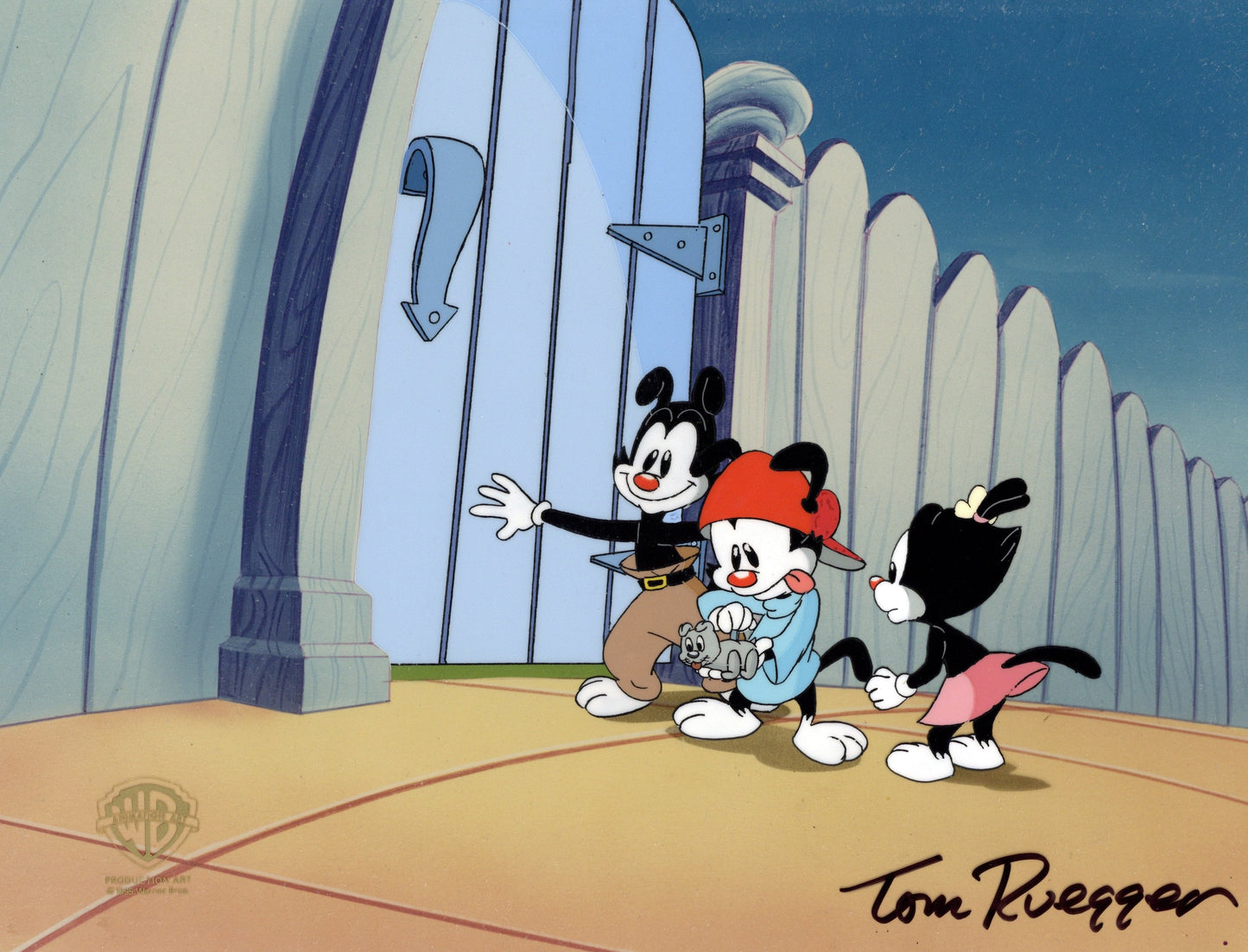 Animaniacs Original Production Cel Signed by Tom Ruegger: Wakko, Yakko, and Dot