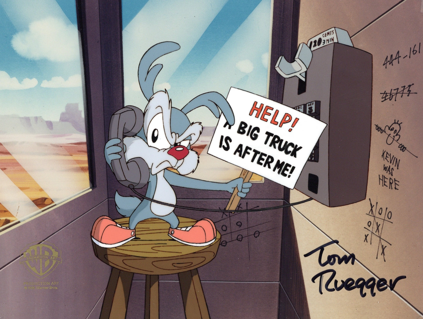 Tiny Toon Adventures Original Production Cel Signed by Tom Ruegger: Calamity Coyote