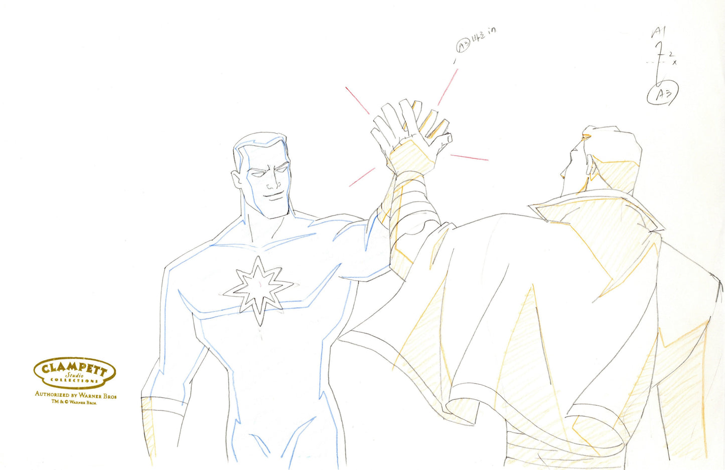 Justice League Unlimited Original Production Drawing: Captain Atom and Shazam