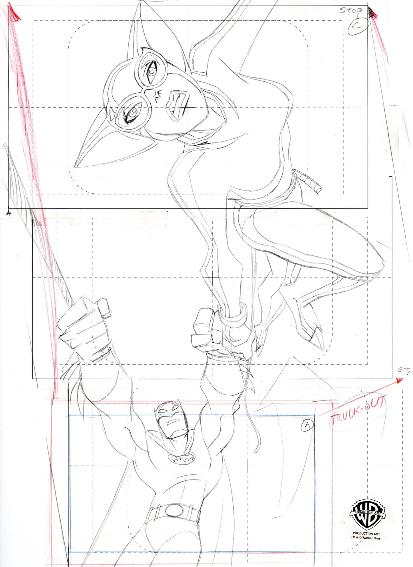 The Batman Original Production Drawing: Batman and Catwoman