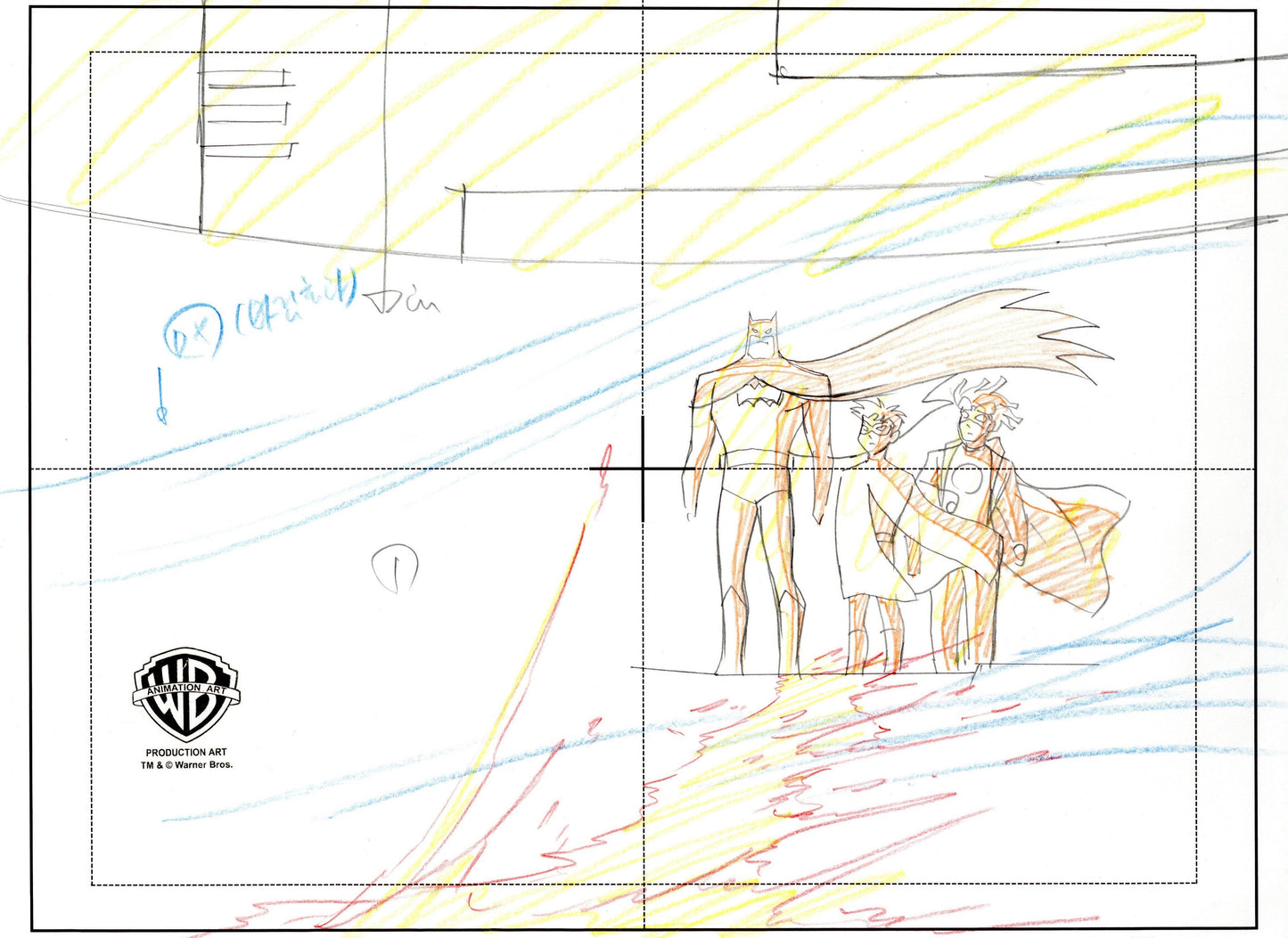 Static Shock Original Production Layout Drawing: Batman, Robin, Static Shock