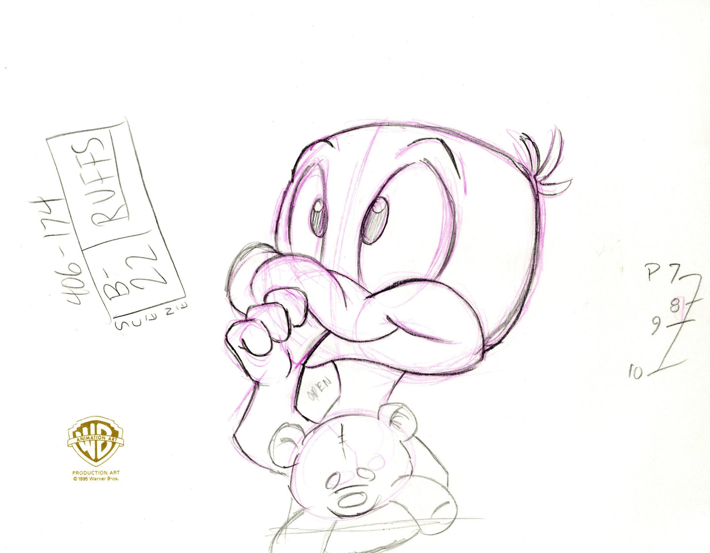 Tiny Toons Original Production Drawing: Baby Plucky Duck