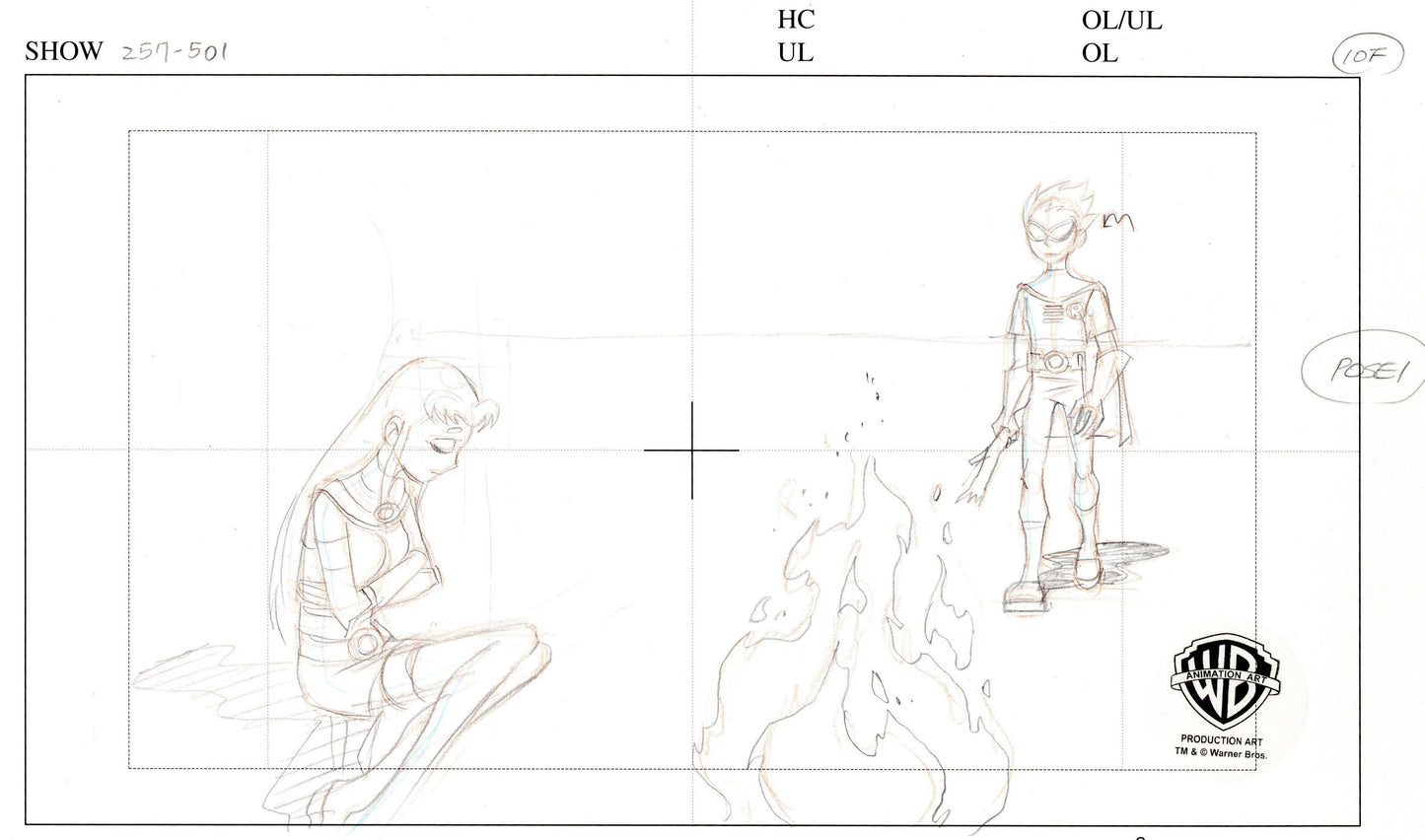 Teen Titans Original Production Drawing: Starfire and Robin
