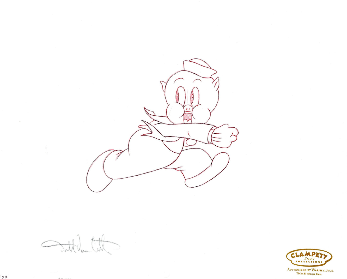 Looney Tunes Original Production Drawing Recreation Signed by Darrell Van Citters: Porky Pig