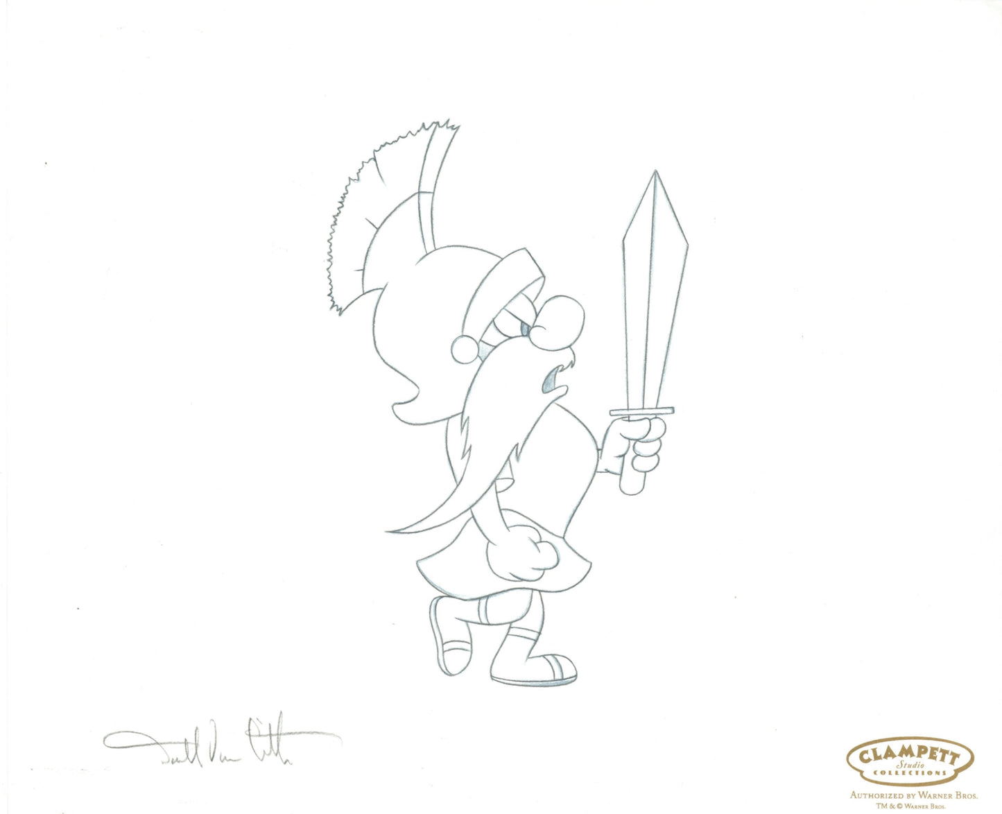 Yosemite Sam Original Production Drawing Recreation Signed by Darrell Van Citters
