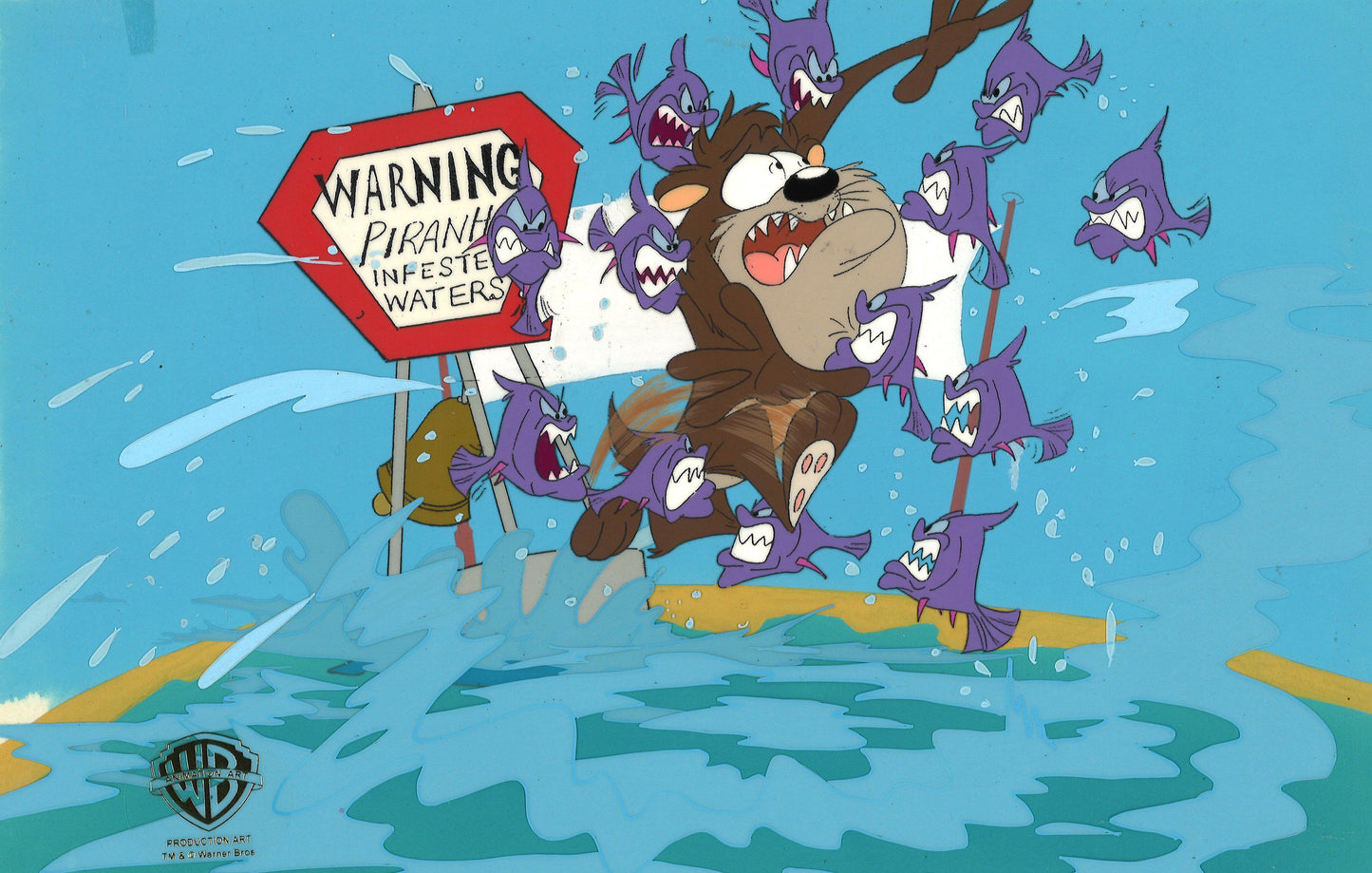 Looney Tunes Original Production Cel on Original Background: Tazmanian Devil Original Production Cel Warner Bros. Studio Art