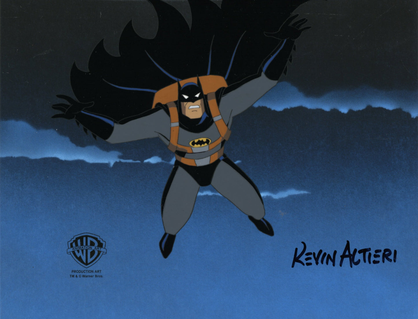 Batman The Animated Series Original Production Cel Signed by Kevin Altieri with Matching Drawing: Batman