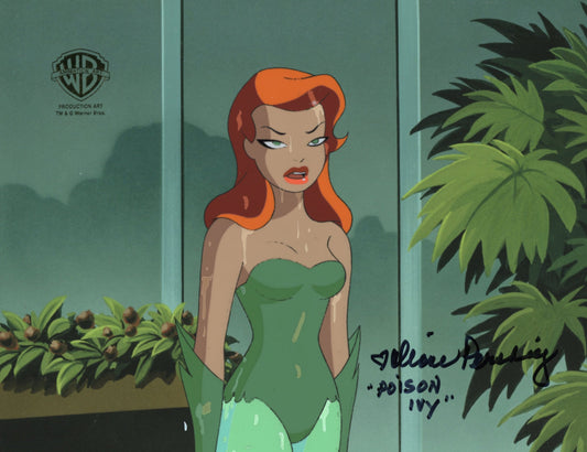 Batman The Animated Series Original Production Cel with Matching Drawing Signed by Diane Pershing: Poison Ivy