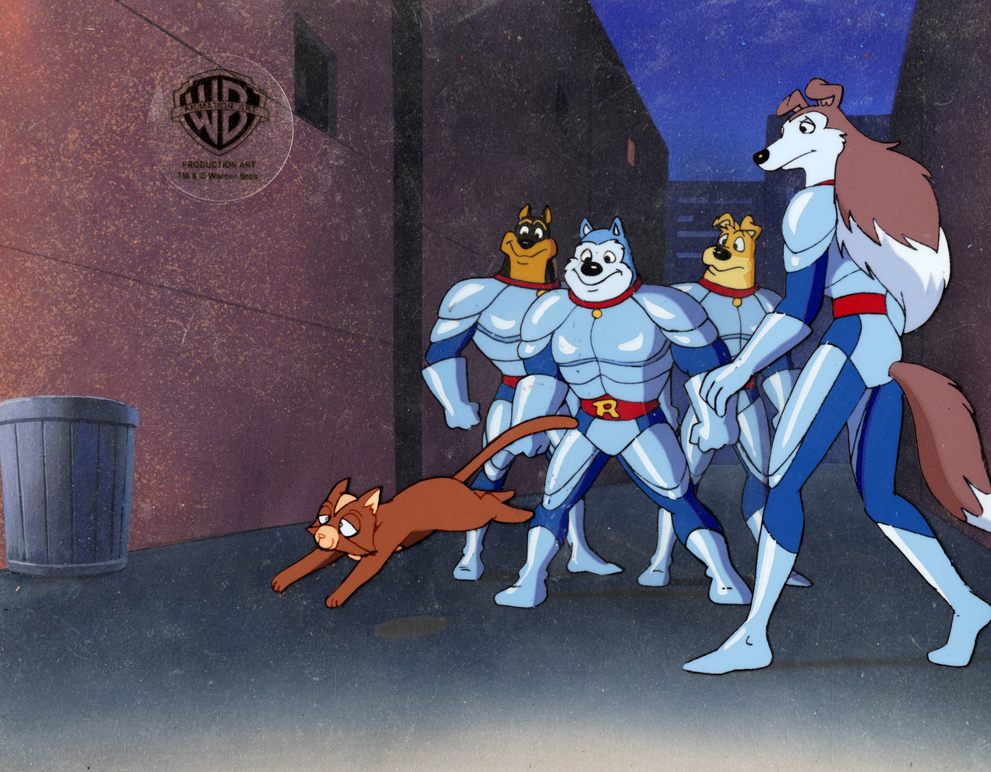 Road Rovers Original Production Cel on Original Background: Colleen, Hunter, Blitz, Exile