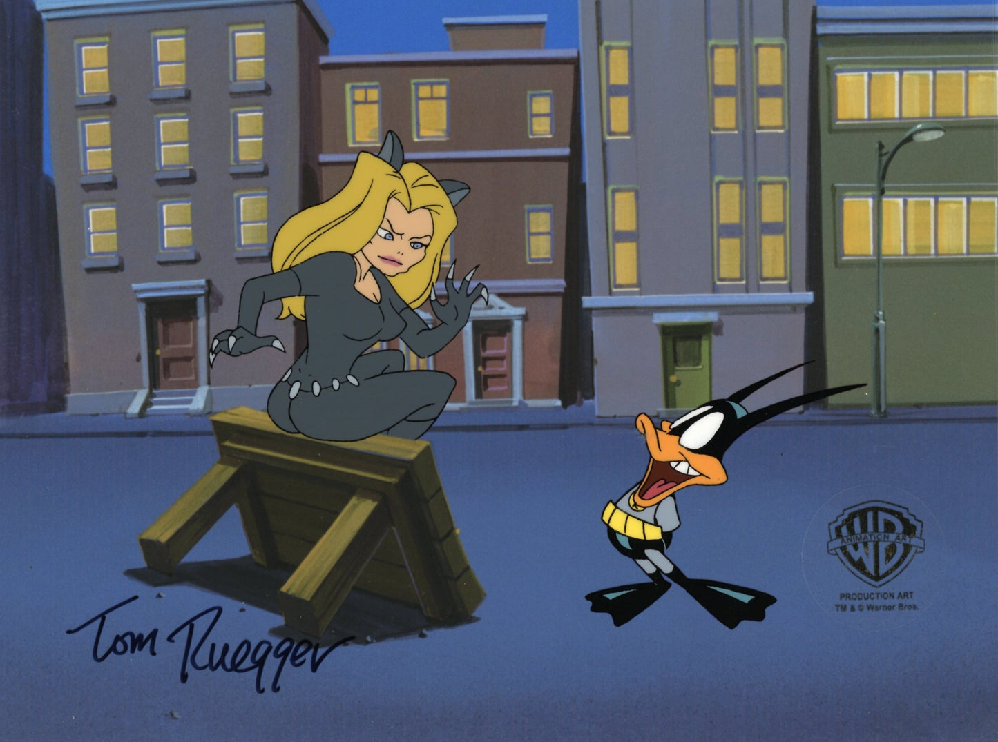 Tiny Toon Adventures Original Production Cel Signed by Tom Ruegger: Batduck, Michelle Pfeiffer