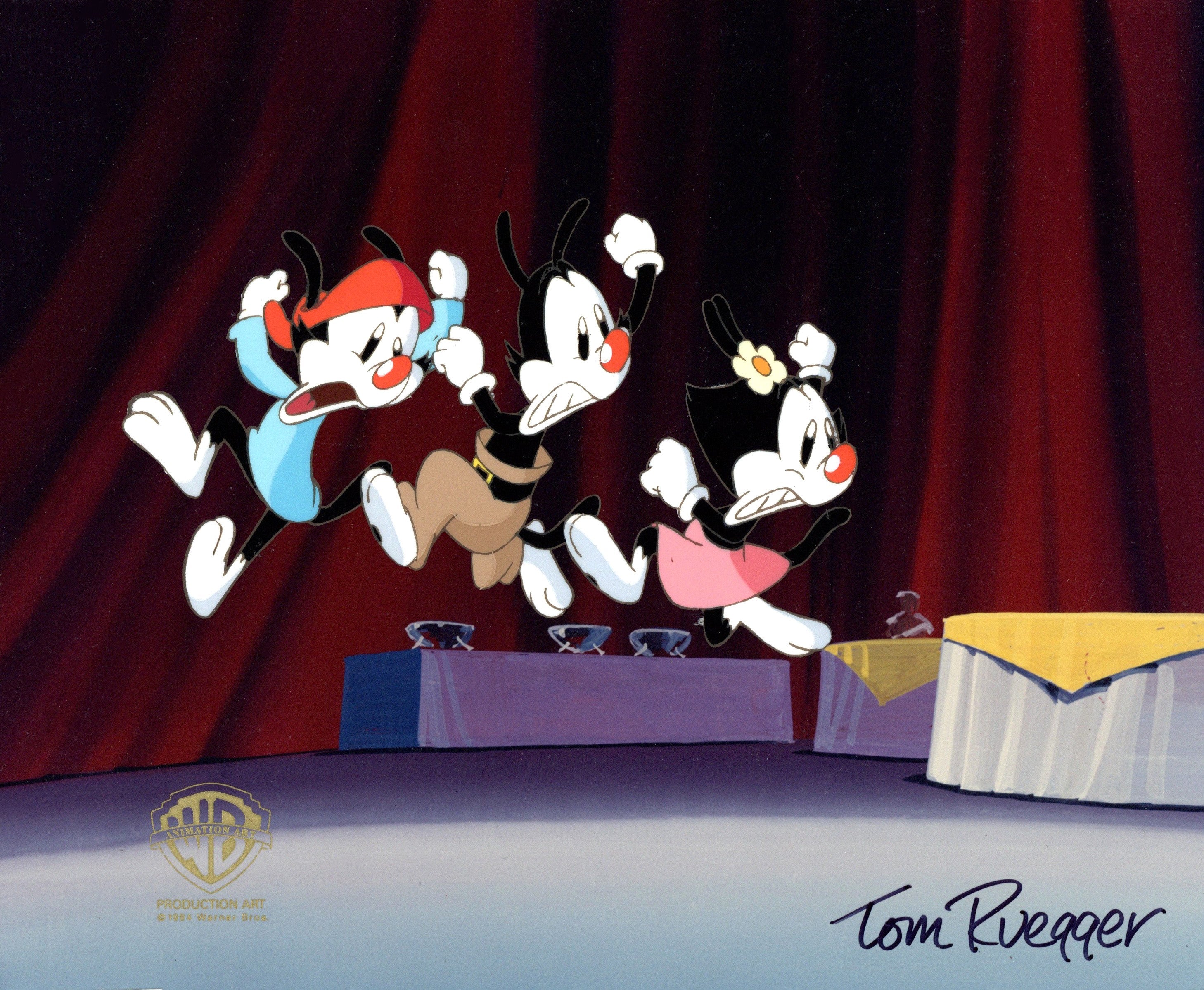 Tom Ruegger Productions Animaniacs Original Production Cel Signed by Tom Ruegger: Yakko, Wakko ...