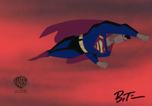 Superman the Animated Series Original Production Cel signed by Bruce Timm: Superman