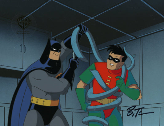 Batman The Animated Series Original Production Cel with Matching Drawing signed by Bruce Timm: Batman, Robin