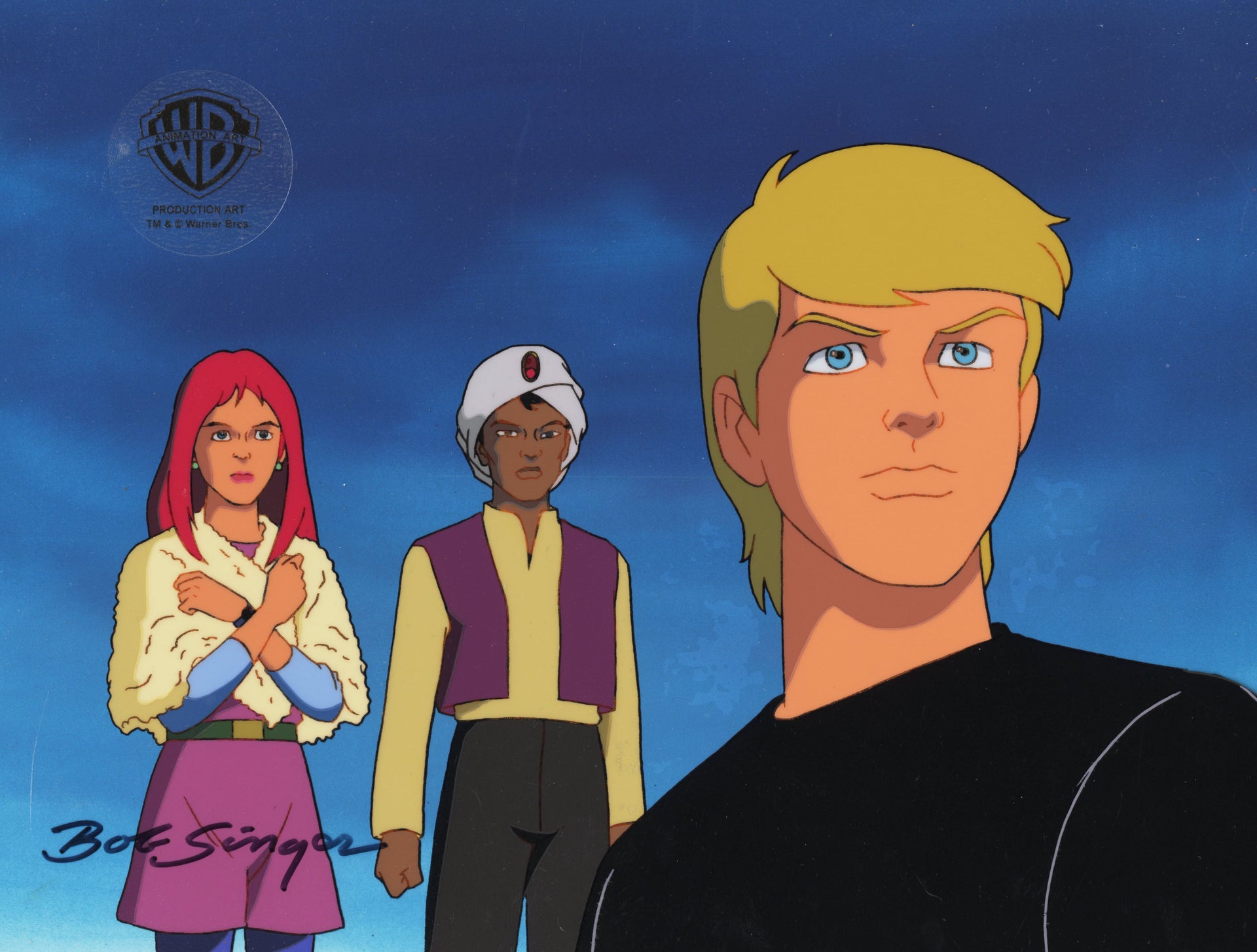 The Real Adventures of Jonny Quest Original Production Cel w/ Original  Background Signed by Bob Singer: Jonny, Jessie, and Hadji