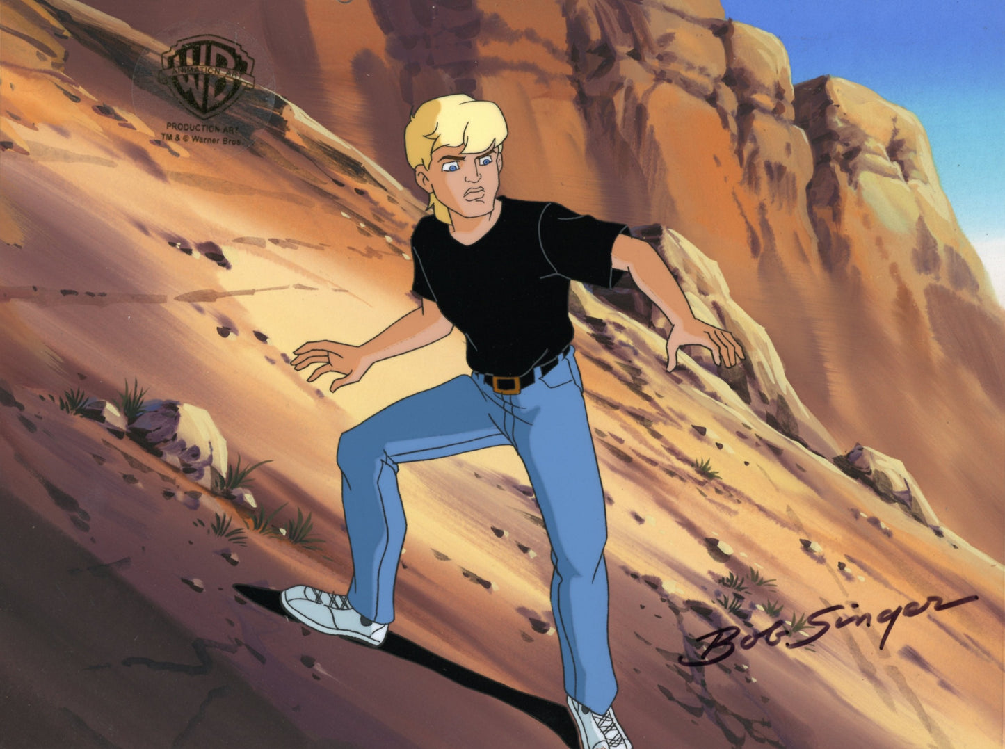 The Real Adventures of Jonny Quest Original Production Cel with Original Background Signed by Bob Singer: Jonny