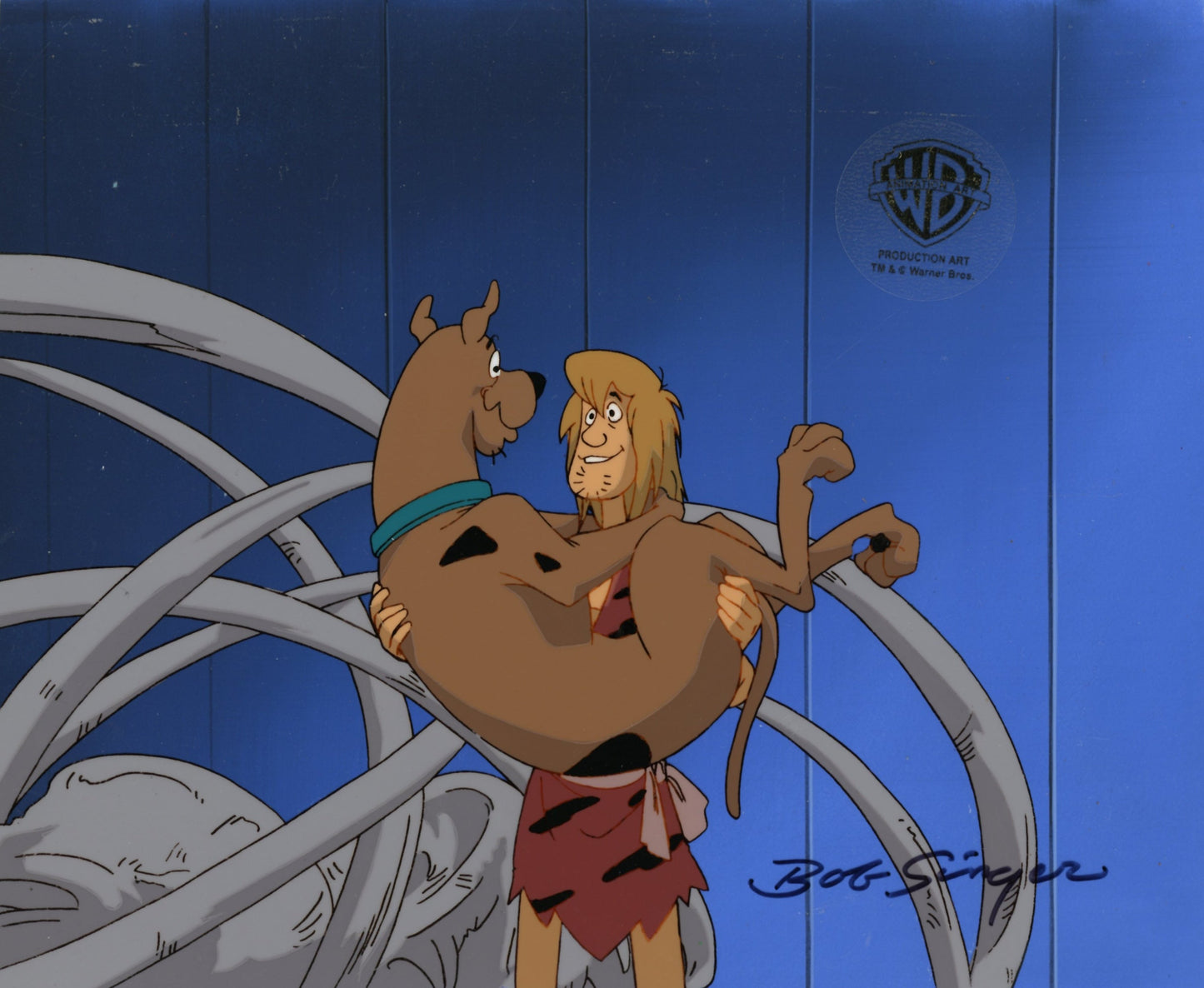 Scooby-Doo and the Witch's Ghost Original Production Cel on Original Production Background Signed by Bob Singer: Scooby and Shaggy