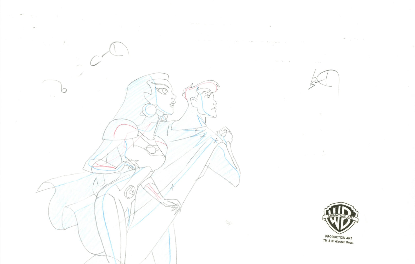 Legion of Super Heroes Original Production Drawing: Superman, Saturn Girl