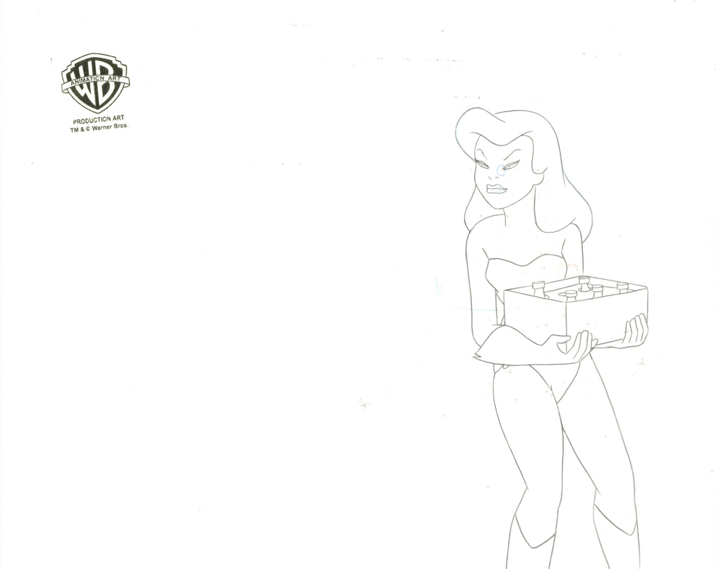 Batman The Animated Series Original Production Cel with Matching Drawings: Harley Quinn, Poison Ivy