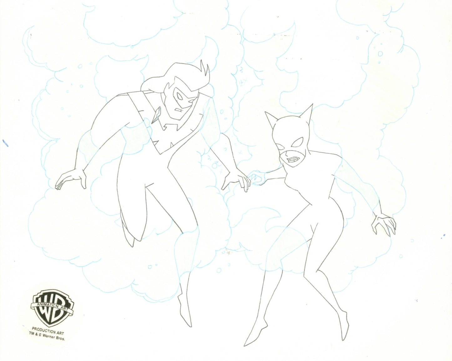 The New Batman Adventures Original Production Cel with Matching Drawing: Nightwing, Catwoman