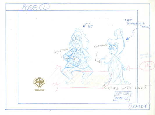 Beetlejuice The Animated Series Original Production Drawing: Beetlejuice, Lydia