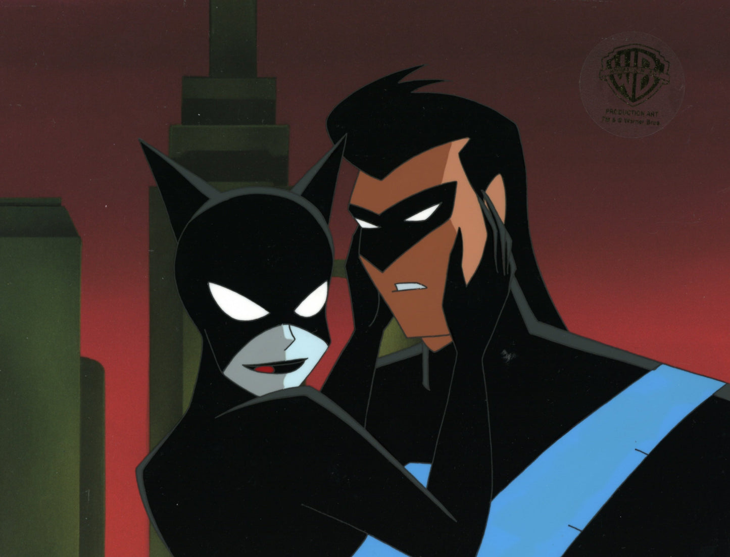 The New Batman Adventures Original Production Cel with Matching Drawing: Catwoman, Nightwing