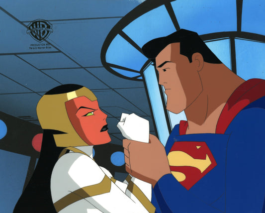 Superman the Animated Series Original Production Cel with Matching Drawing: Superman, Cetea