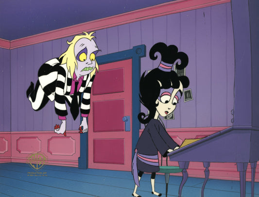 Beetlejuice The Animated Series Original Production Cel on Original Background: Beetlejuice, Lydia