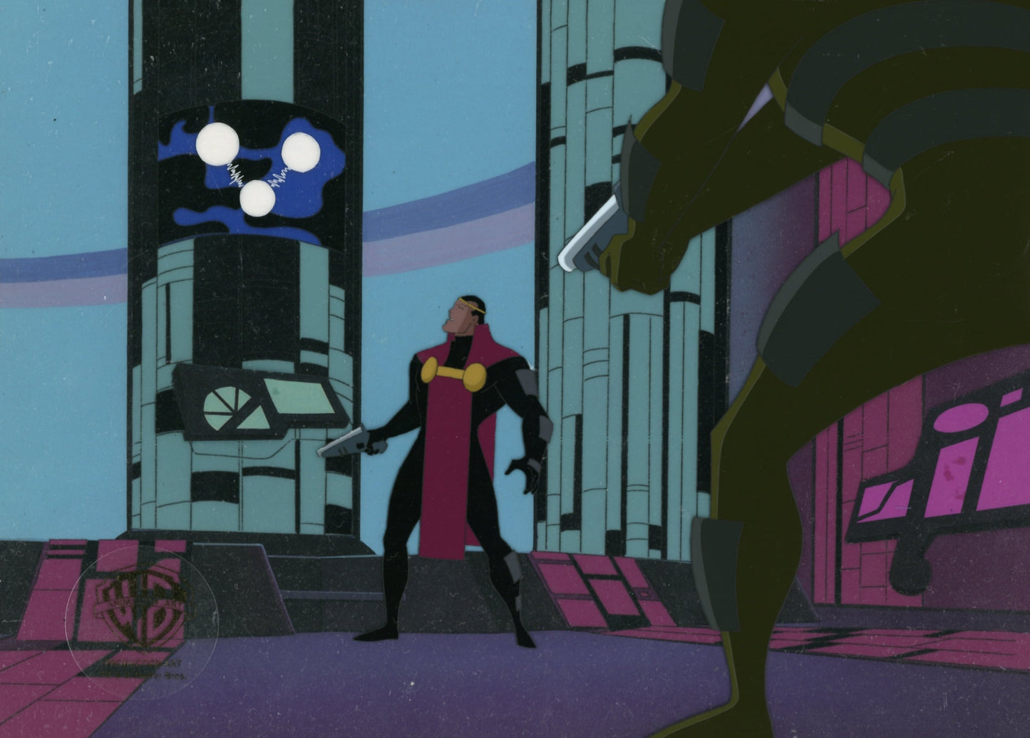 Superman the Animated Series Original Production Cel on Original Background: Jor-El, Brainiac