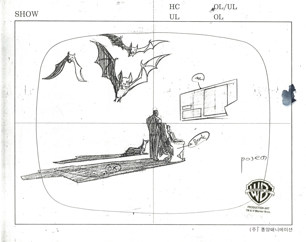 Batman Beyond Original Production Cel on Original Background with Matc ...