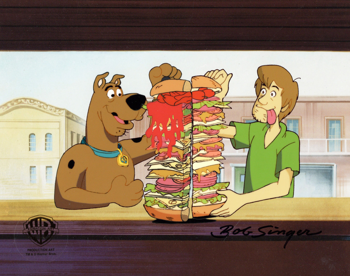 Scooby-Doo on Zombie Island Original Production Cel with Matching Drawings Signed by Bob Singer: Scooby, Shaggy