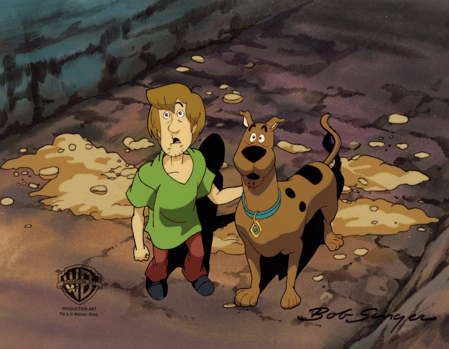 Scooby-Doo on Zombie Island Original Production Cel with Matching Drawing Signed by Bob Singer: Shaggy, Scooby