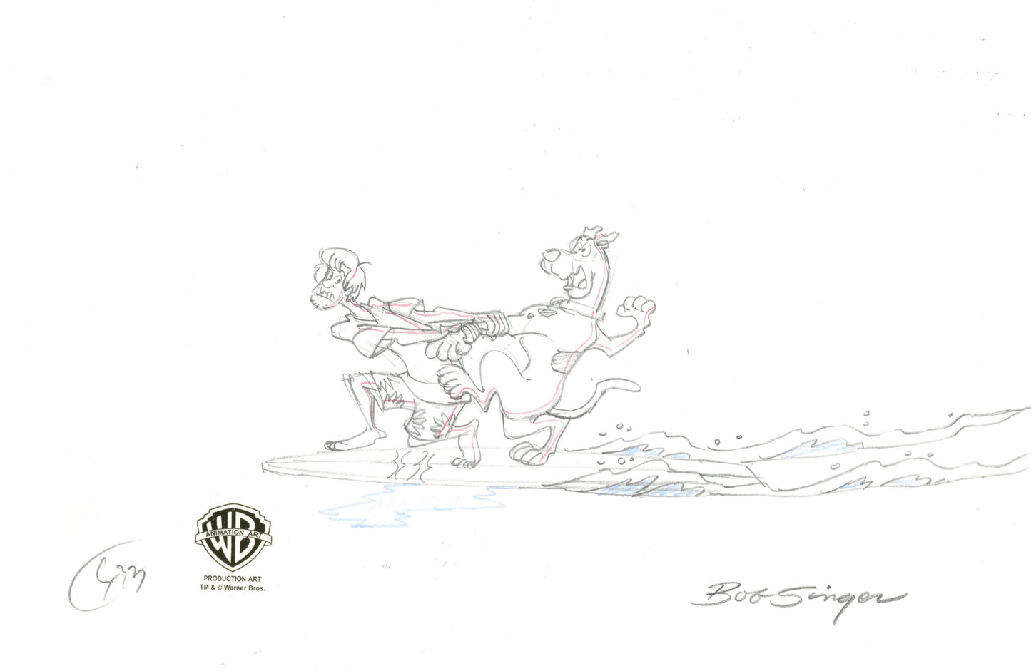 Scooby-Doo Original Production Drawing Signed by Bob Singer: Shaggy, Scooby