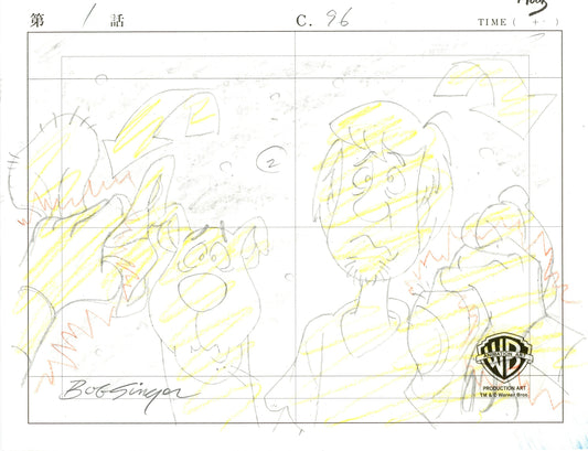 Scooby-Doo Original Production Drawing Signed by Bob Singer: Scooby, Shaggy