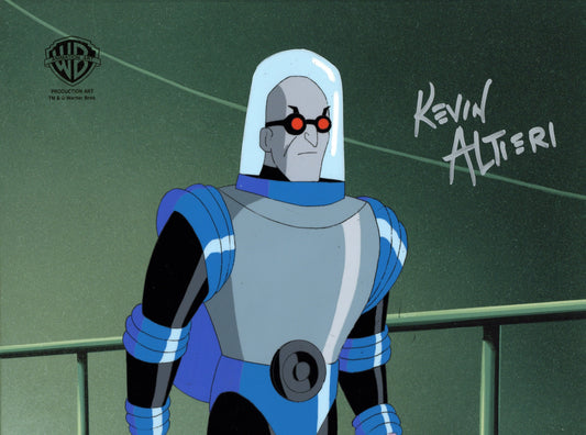 Batman The Animated Series Original Production Cel and Matching Drawing Signed by Kevin Altieri: Mr. Freeze