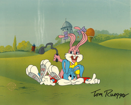 Tiny Toons Original Production Cel Signed By Tom Ruegger: Buster, Babs